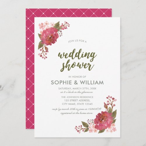 Purple Watercolor Floral Wedding Shower Invitation
