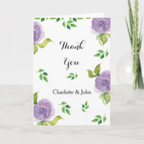 Purple watercolor floral wedding Thank You