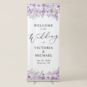 Purple Watercolor Floral Wedding Vertical Banner