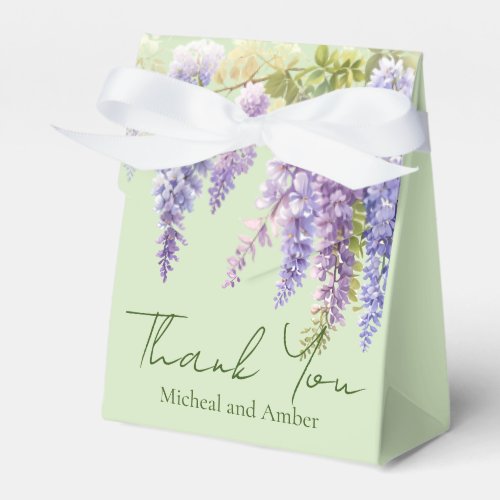 Purple watercolor floral wisteria lilac botanical  favor boxes