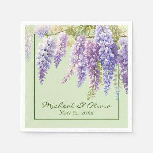 Purple watercolor floral wisteria lilac botanical  napkins