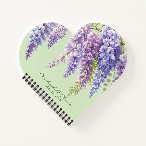 Purple watercolor floral wisteria lilac botanical  notebook