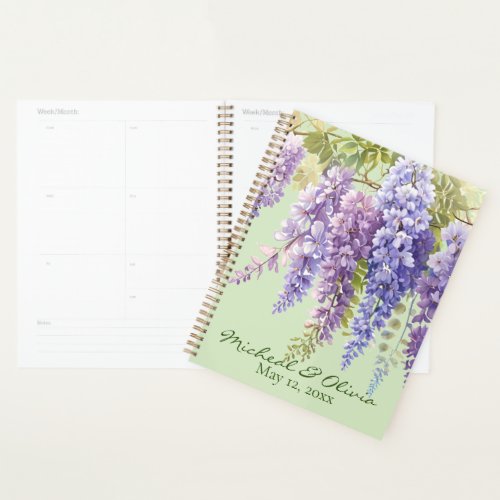 Purple watercolor floral wisteria lilac botanical  planner