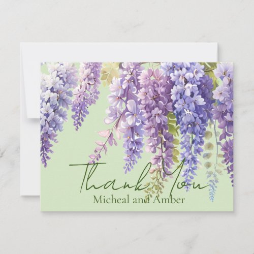 Purple watercolor floral wisteria lilac botanical  thank you card