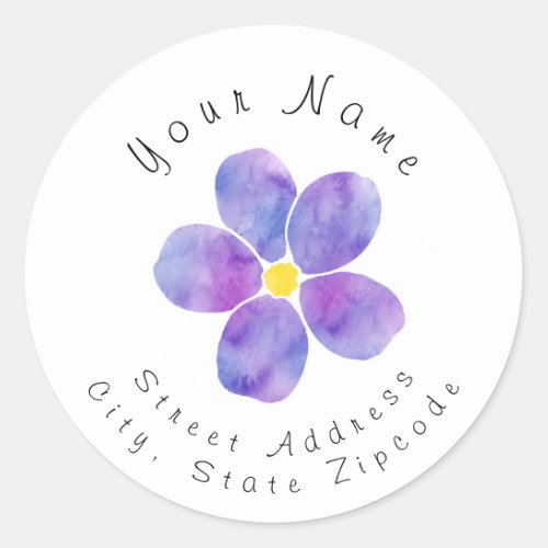 Purple Watercolor Flower 2 Address Label