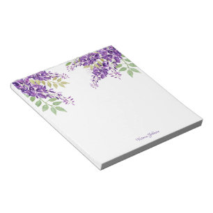 Purple Watercolor Flower Border Notepad