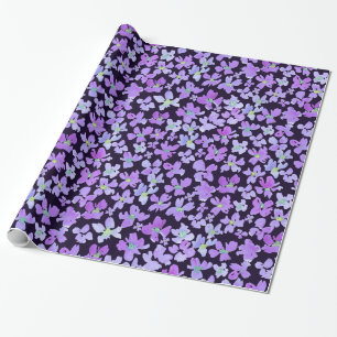 Purple watercolor flower design wrapping paper