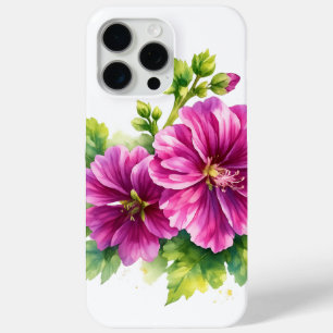 Purple Watercolor Flower Illustration iPhone 15 Pro Max Case