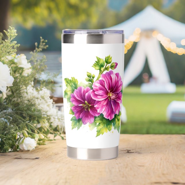Purple Watercolor Flower Illustration  Insulated Tumbler (Wedding (Rotated))