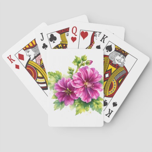 Purple Watercolor Flower Illustration Poker Cards