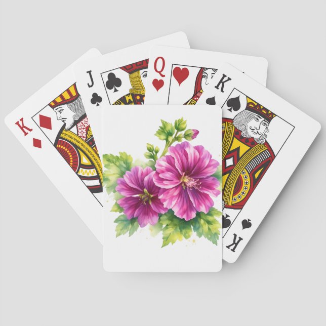 Purple Watercolor Flower Illustration  Poker Cards (Back)