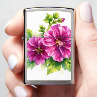 Purple Watercolor Flower Illustration  Zippo Lighter