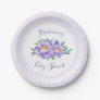Purple Watercolor Flowers Baby Shower Personalized Paper Plates
