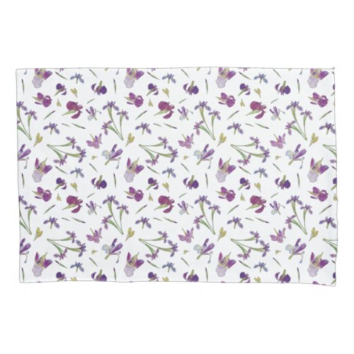 Purple Watercolor Flowers Botanical Pattern Pillow Case