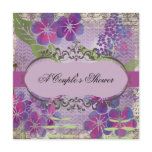 Purple Watercolor Flowers Couple's Shower Invite
