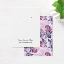 Purple Watercolor Flowers Custom Earring Card