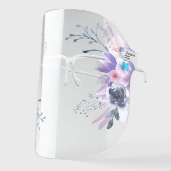 Purple Watercolor Flowers Face Shield by amoredesign at Zazzle