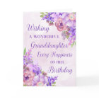 Purple Watercolor Flowers Granddaughter Birthday