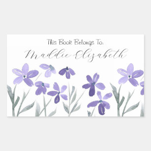 Purple Watercolor Flowers labels