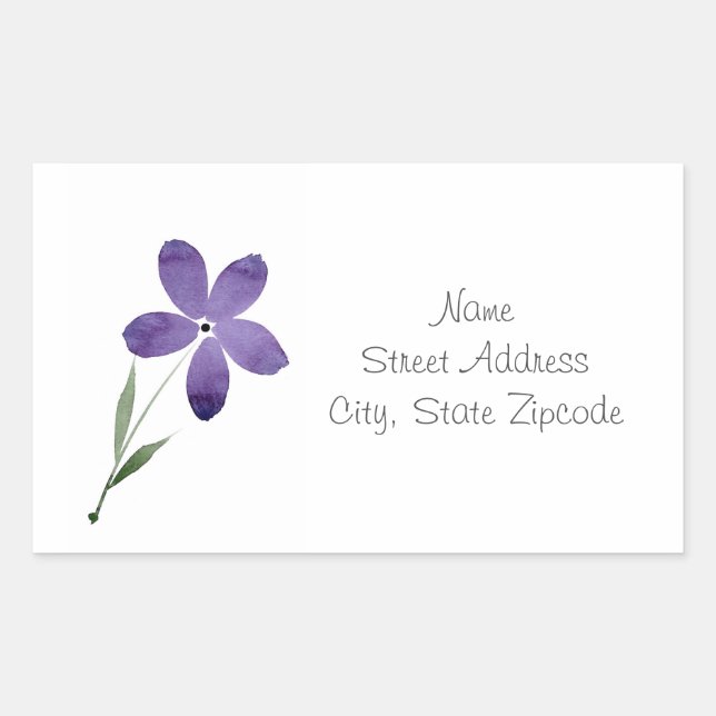 Purple Watercolor Flowers Labels (Front)