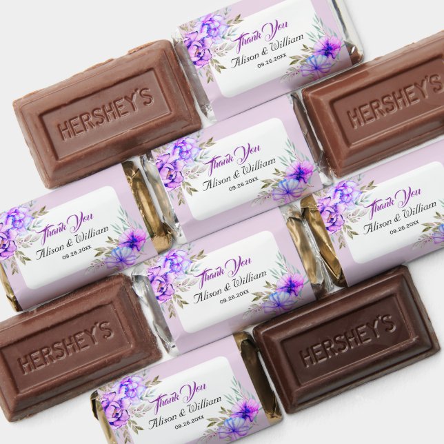 Purple watercolor flowers lilac floral wedding hershey's miniatures (Assorted)