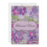 Purple Watercolor Flowers Rehearsal Dinner Invite