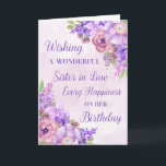 Purple Watercolor Flowers Sister in Law Birthday Card<br><div class="desc">Birthday card for sister in law with purple watercolor flowers and thoughtful verse.</div>