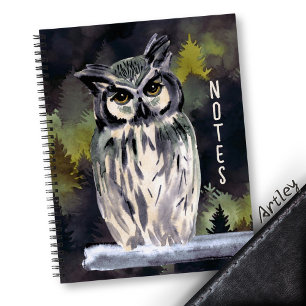 Purple Watercolor Forest Owl Personal Journal  