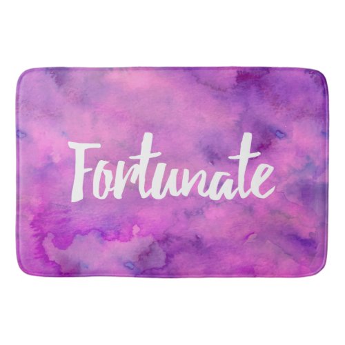 Purple Watercolor Fortunate Affirmation Bath Mat