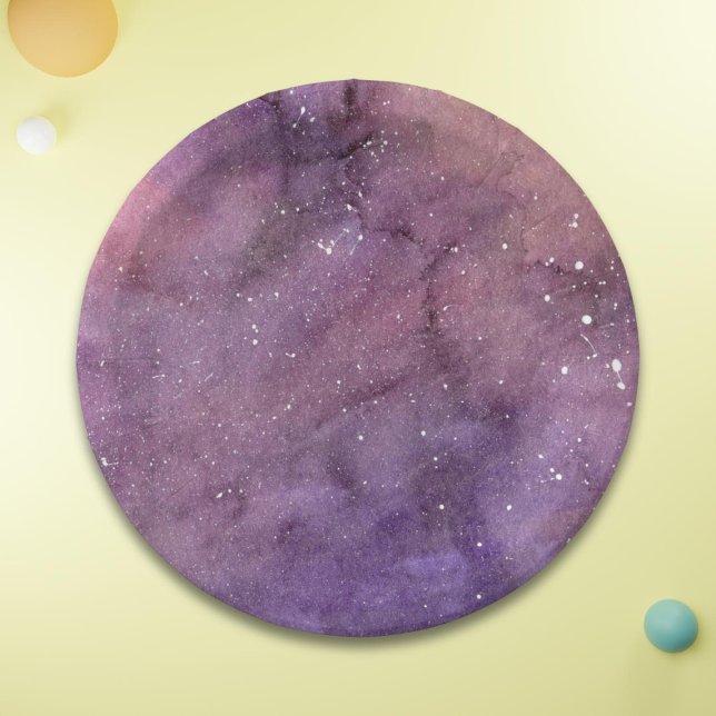 Purple Watercolor Galaxy Paper Plates (Creator Uploaded)