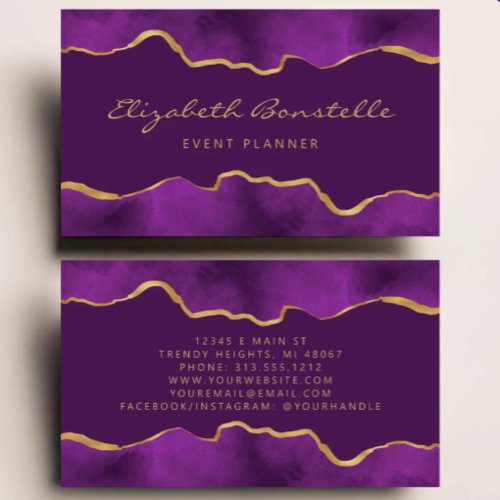 Purple Watercolor Gold Foil Luxury Business Card