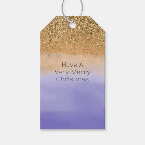 Purple Watercolor Gold Glam Glitter Gift Tags