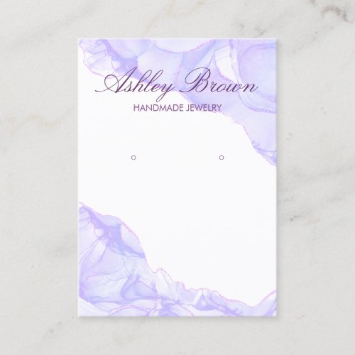 Purple Watercolor Handmade Jewelry Earring Display Business Card