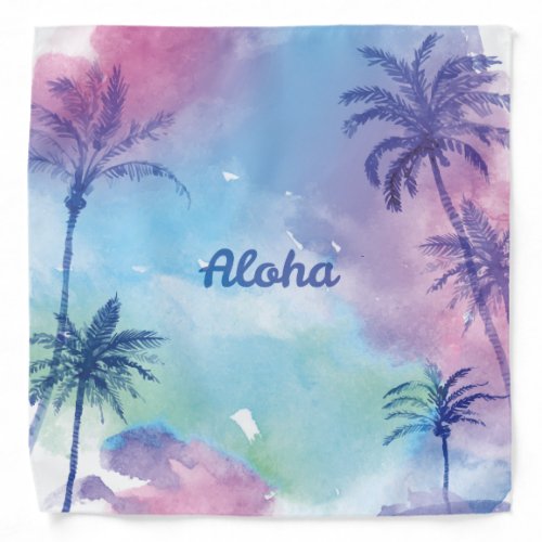 Purple watercolor Hawaii Landscape Bandana