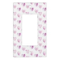 Purple Watercolor Hearts Baby Nursery Light Switch Cover