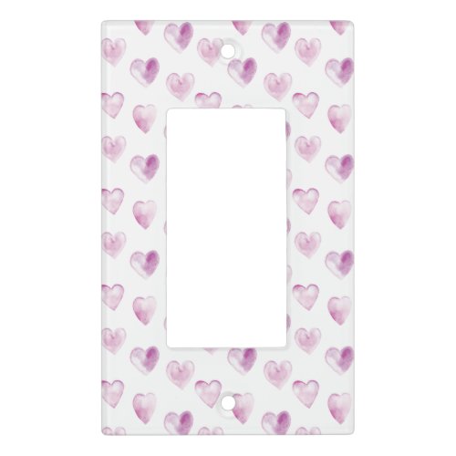 Purple Watercolor Hearts Baby Nursery Light Switch Cover