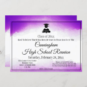 Purple Watercolor High School Class Reunion Invitation