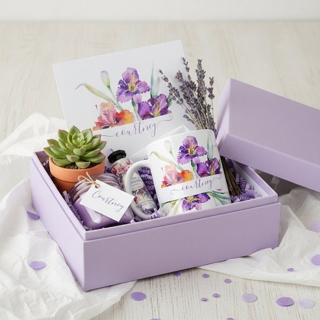 Purple watercolor Iris personalized Coffee Mug (Creator Uploaded)