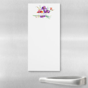 Purple watercolor Iris personalized  Magnetic Notepad