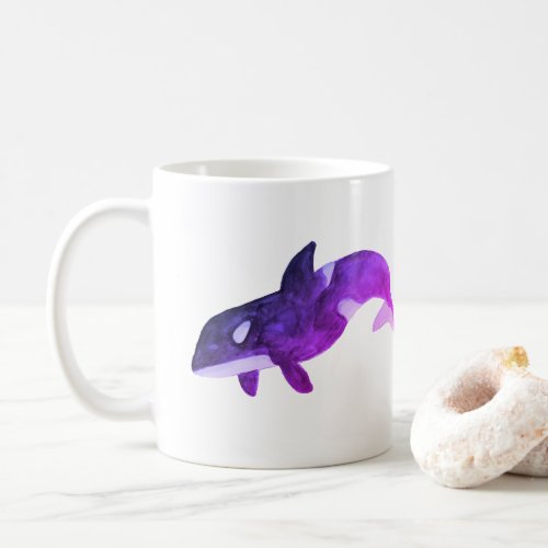 Purple Watercolor Killer Whale Orca Coffee Mug