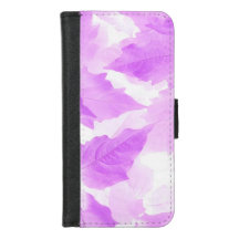 Purple Watercolor Leaves Botanical Wallet Case