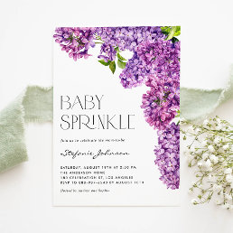 Purple Watercolor Lilac Flowers Baby Sprinkle Invitation
