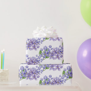 Purple Watercolor Lilac Flowers Wrapping Paper