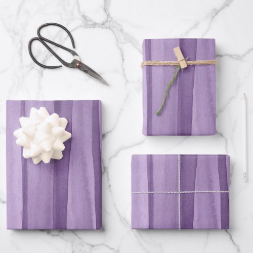 Purple Watercolor Lines Pattern Wrapping Paper Sheets