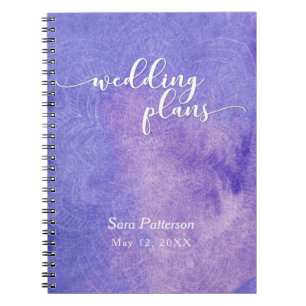 Purple Watercolor Mandala Bridal Wedding Planner 2 Notebook