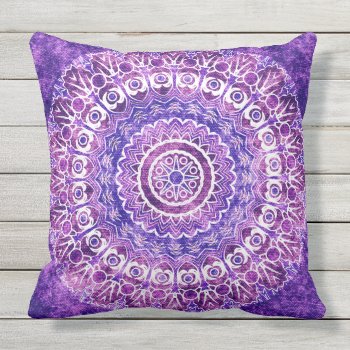 Purple Watercolor Mandala Design Throw Pillow by mariannegilliand at Zazzle