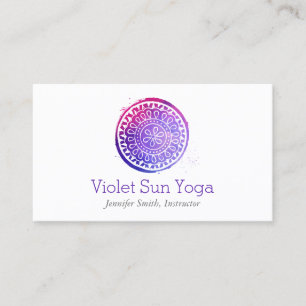 Purple Watercolor Mandala Yoga and Wellness Business Card