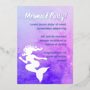 Purple Watercolor Mermaid Foil Invitation