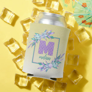 Purple Watercolor 🧜♀️ Mermaid Monogram Can Cooler