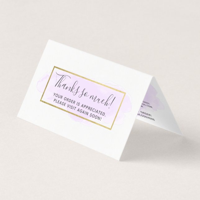 Purple Watercolor Modern Gold Thank You Card (Front)
